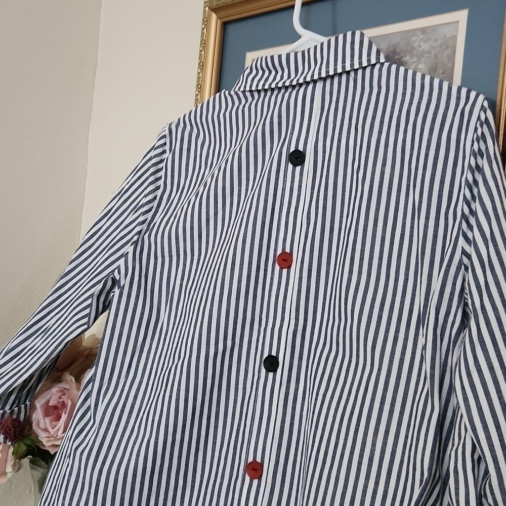 Ali Miles Oversized Button Down Tunic Artsy Art to wear Career Contemporary Glam - Picture 15 of 16
